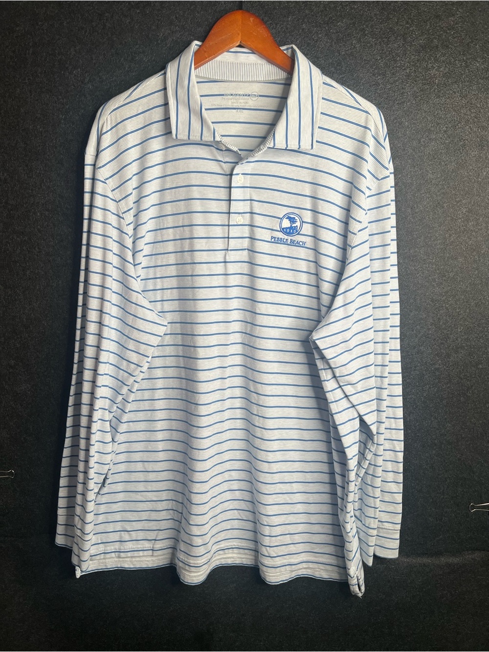 Vineyard Vines Jim Nantz Polo Mens XXL Striped Long Sleeve Golf Pebble Beach